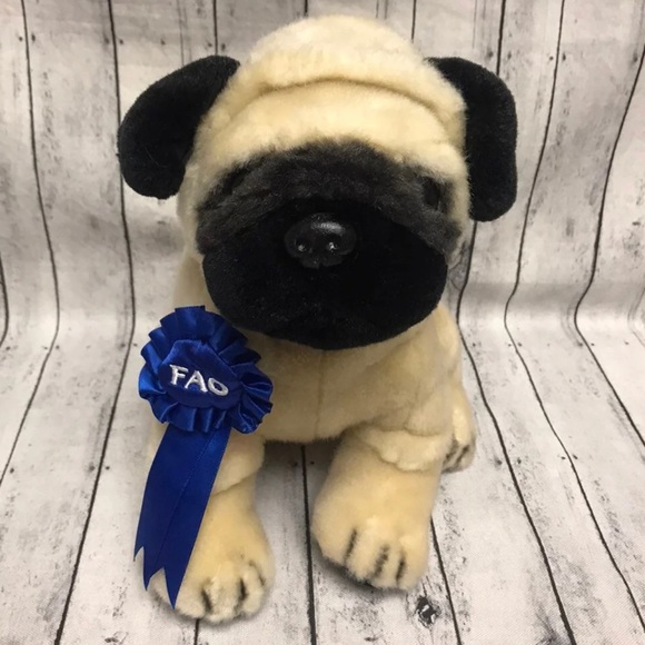 FAO 9” PUG plush Puppy Dog Stuffed Animal Toy - Picture 8 of 12